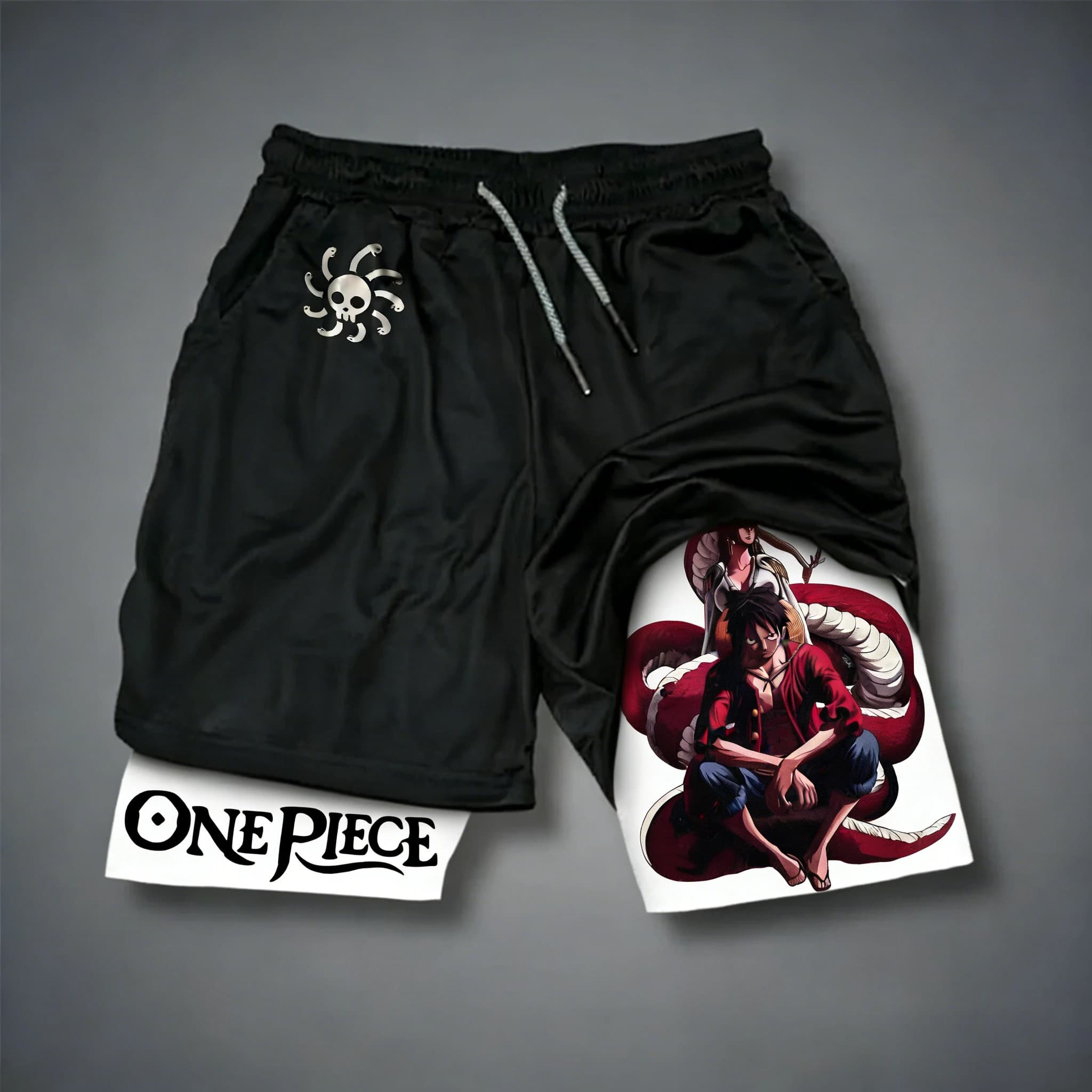 Shorts 2-in-1 ONE PIECE Anime Boa Hancock Printed, New Men's Summer Shorts 2026, Rapid Drying, Breathable, Double Layer