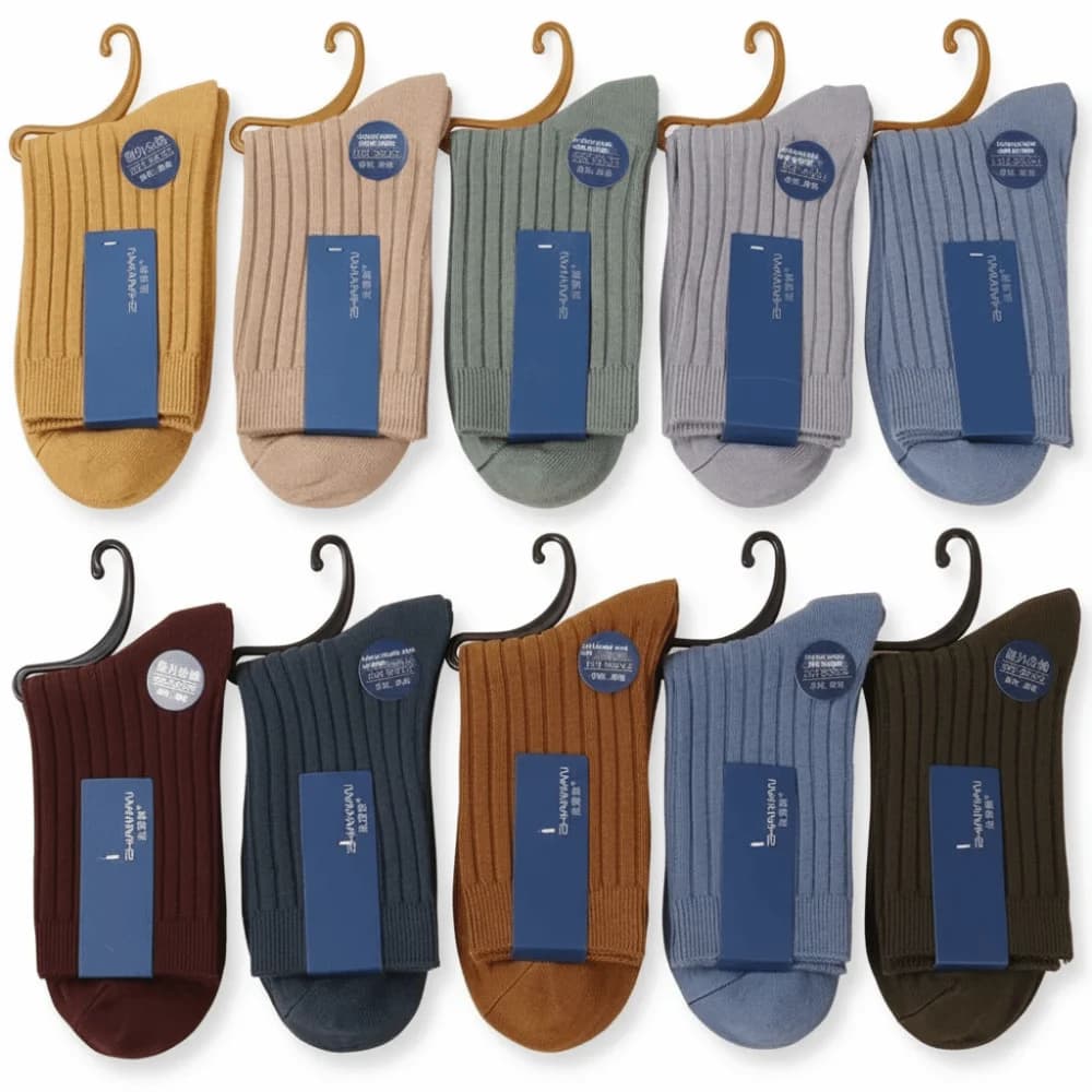 5 Pairs Double Needle Mid-Calf Socks Anti-Odor Thickened Cotton Socks Sweat Absorbent Mid Tube Socks For Men Autumn/Winter