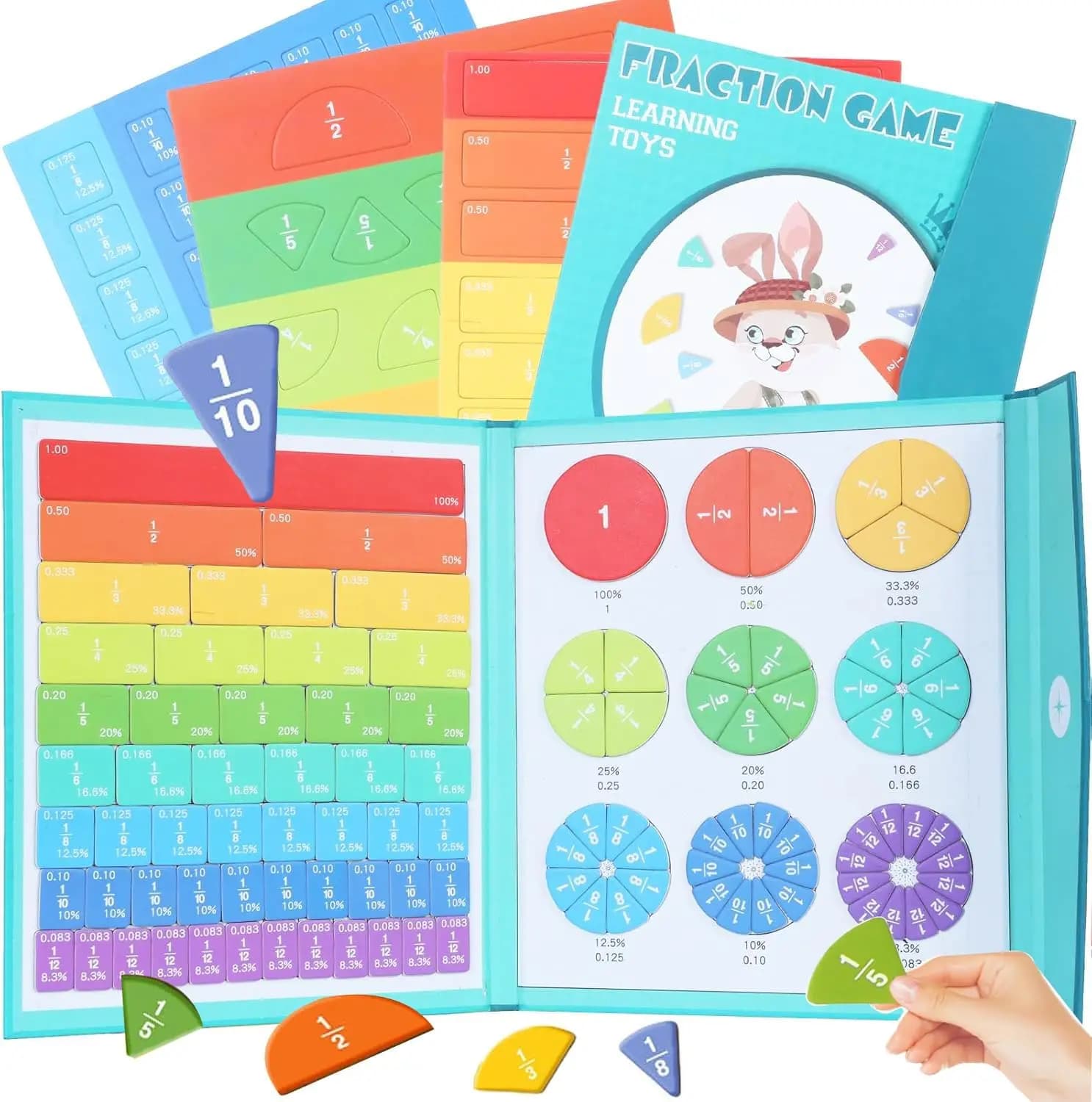 Magnetic Fraction Demonstration Book for Kids Magnetic Fraction Playbook Magnetic Fraction Tiles Children's score teaching aids