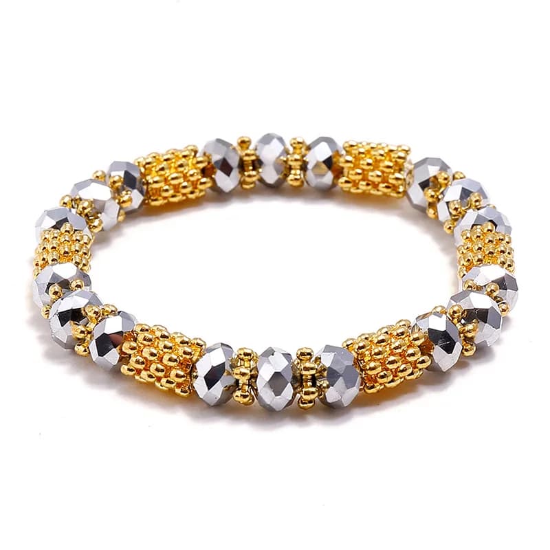 Accessori transfrontalieri di vendita calda, braccialetti di cristallo da donna con perline semplici e versatili, gioielli elastici multicolori per studenti, commercio all'ingrosso di gioielli a mano