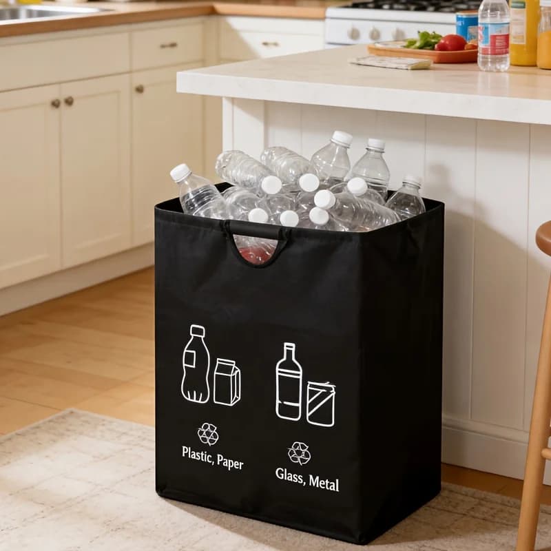 1/2/3pcs Large Foldable Recycling Basket Non Woven Fabric Reinforced Handle Kitchen Household Waste Sorting Storage Hamper