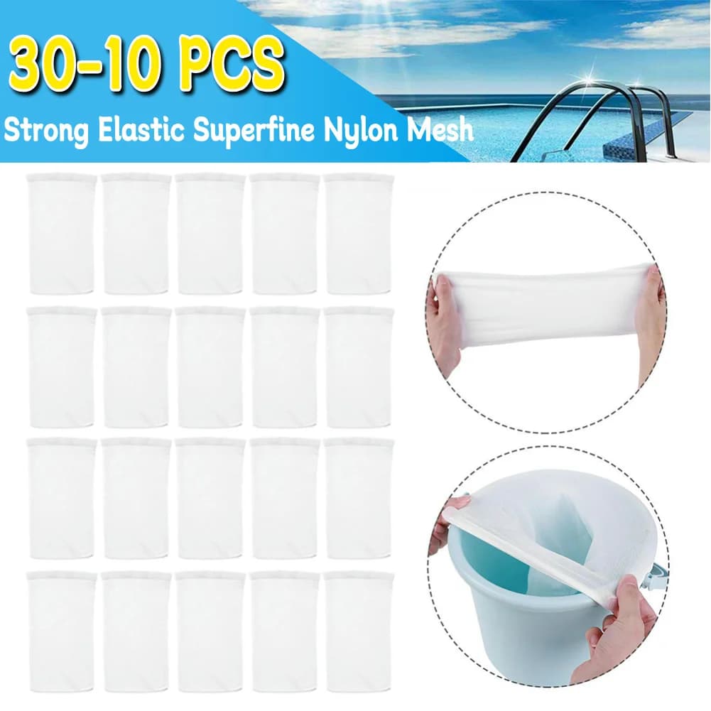 Set da 30-10 Pezzi di Sacchetti in Nylon per Skimmer da Piscina, 5 Pezzi/Set, Anticorrosione, per Filtri di Piscine e Cestelli per Rifiuti da Cucina