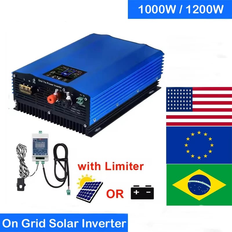 1000W 1KW 1200W sulla rete inverter solare pannello solare scarica batteria DC24V 26-45v 55-90V a AC110V AC220V limitatore inverter solare