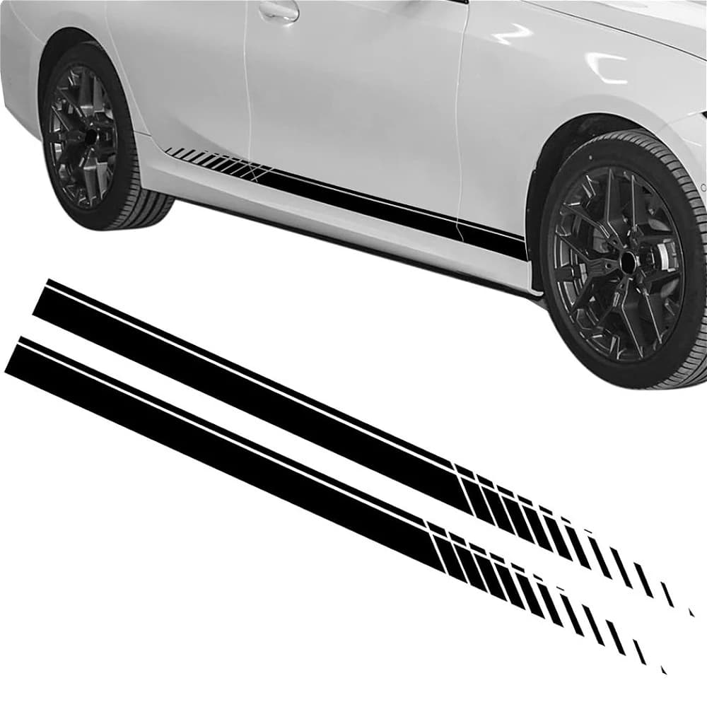 1Pair Sports Racing Stripe Graphic Car Stickers DIY SUV Truck Side Skirt Both Side Body Modified PVC Decals for Most Vehicles