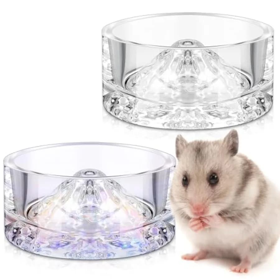 2 Pcs Hamster Water Bowls Glass Hamster Food Bowls 35ml Mountain Style Drinking Container Anti Turning for Guinea Pig Gerbils M