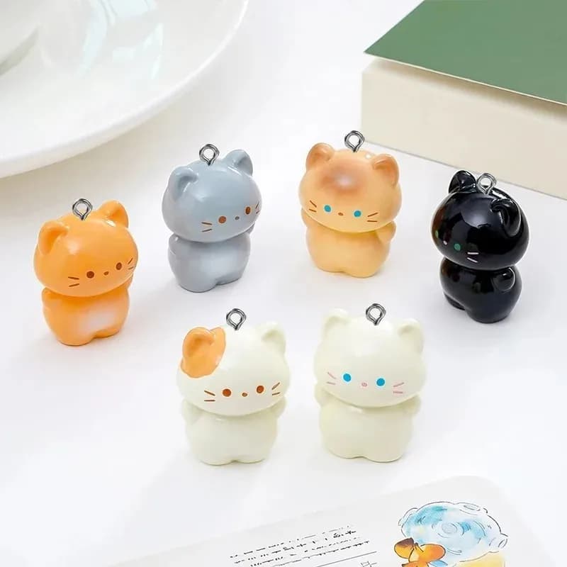 10 Pack Sweet 3D Standing Kitten Resin Charms Cartoon Siamese Cat Animal Pendants for DIY Earrings Keychains Jewelry Making