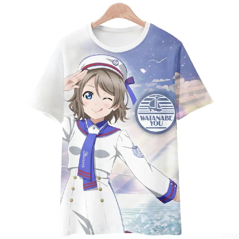 New summer hot sale 3D anime printed outdoor running fitness man and woman casual comfortable short sleeve shirt