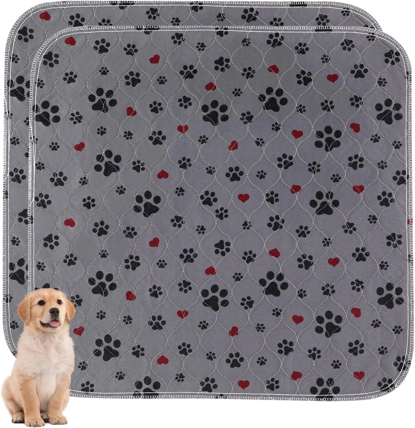 Tappetini Lavabili Extra Large per Cani, Confezione da 2, Super Assorbenti e Riutilizzabili, con Design Antiscivolo e Impermeabile