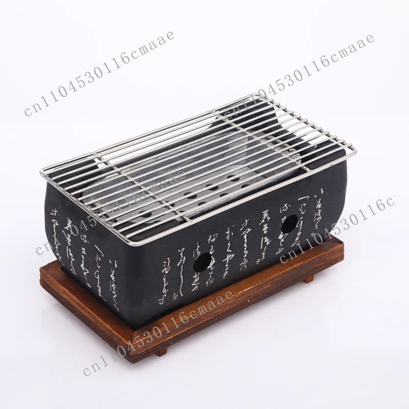 Creative Japanese non-stick round square text stove charcoal grill barbecue grill