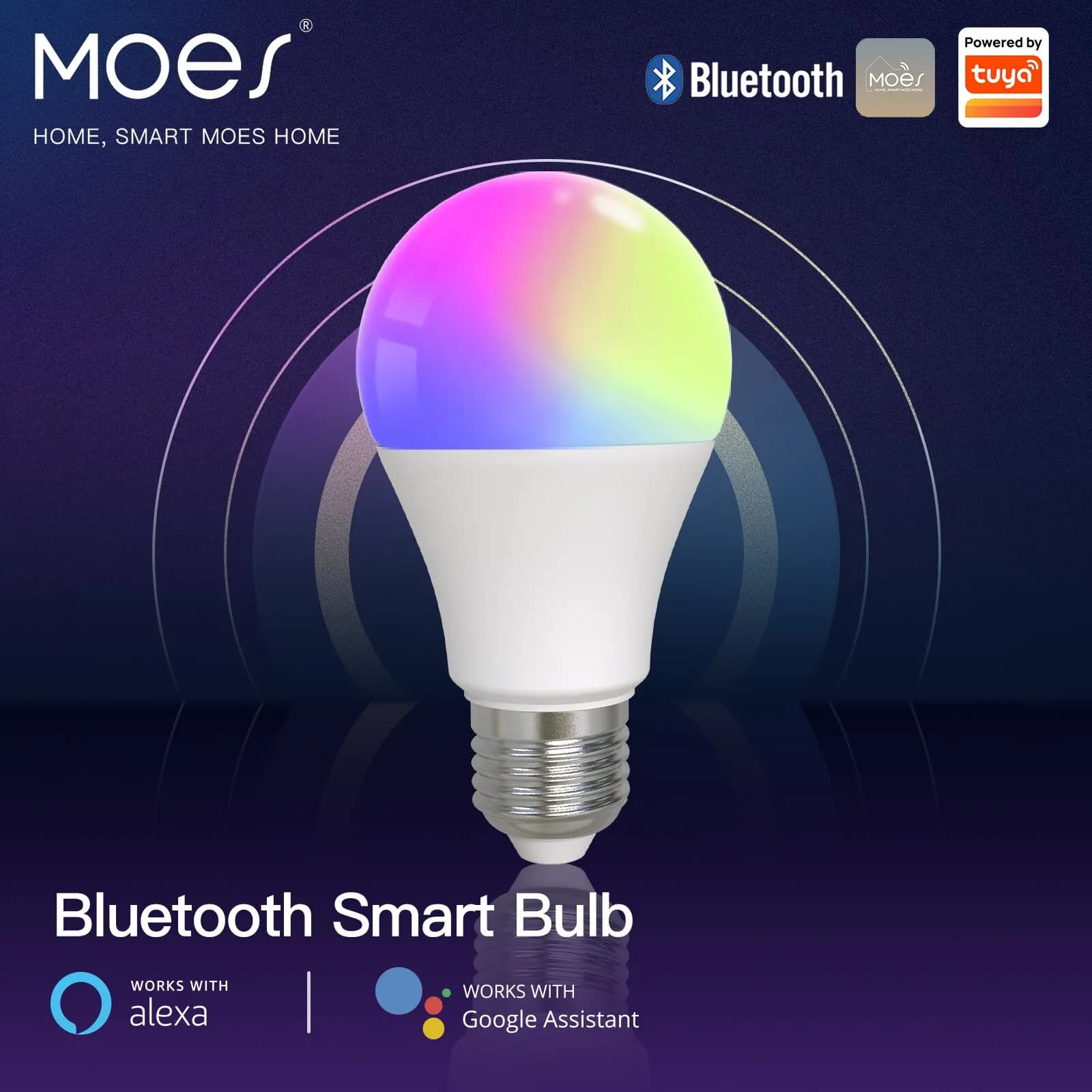MOES Smart Bluetooth Led Dimmable Light 9W E27 Color Adjustable Dimmer Works With Alexa