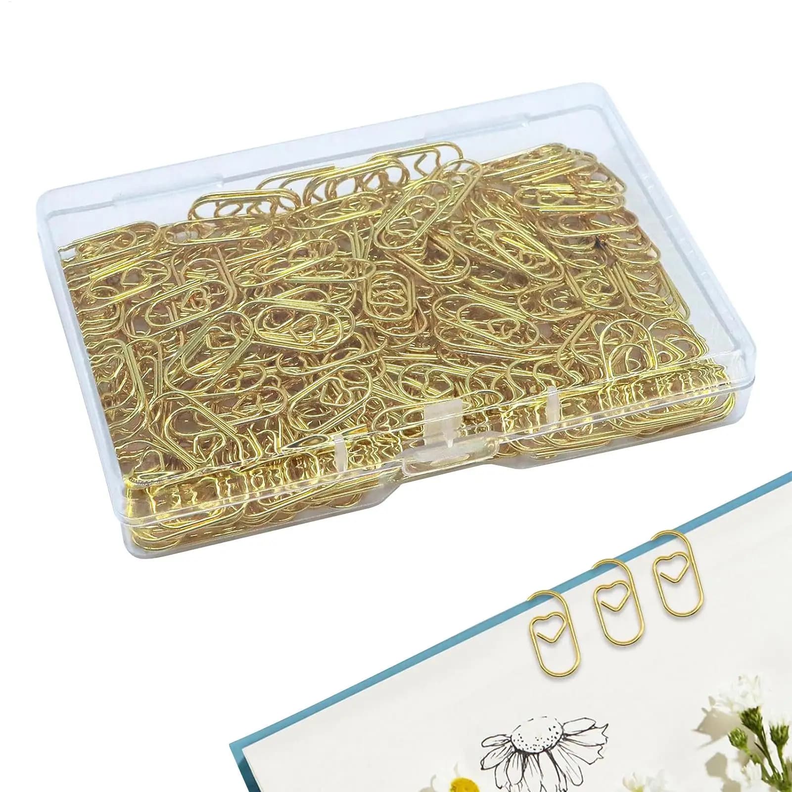 100 fermagli a forma di mini cuore per carta, foto, biglietti, raccoglitori, per quaderni, agende e segnalibri