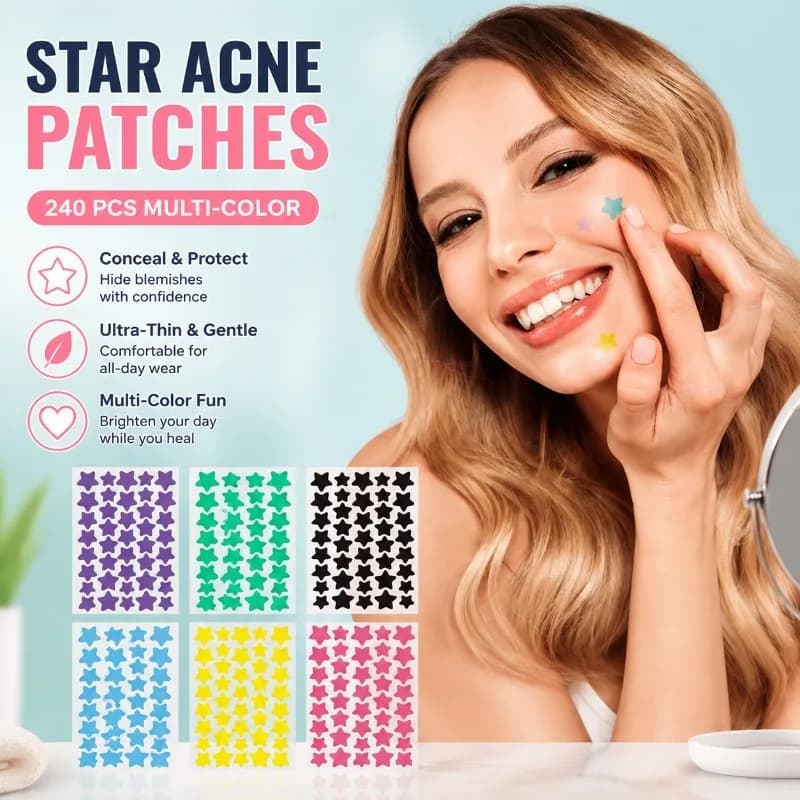 Irregular Star Shaped Acne Cover Patch Waterproof Sweatproof PE Skin Concealing Hydrocolloid Spot Band Colorful Cute Blemish
