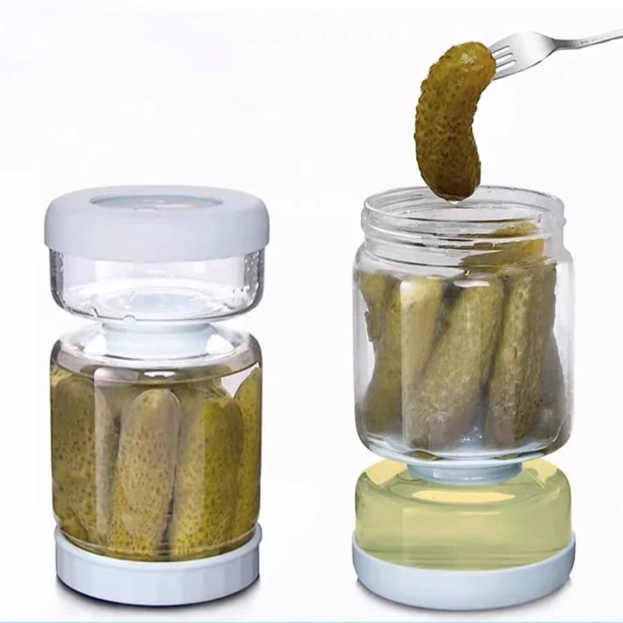 Contenitore per Sottaceti con Separazione Secco-Umido, Tipo Clessidra, Filtro per Separazione Succo-Alimenti, Ideale per Conservare Sottaceti