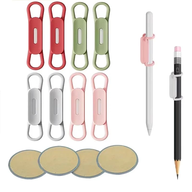Magnetic pen holder for tablet, touch pen clip, silicone multifunction support for pens, office and school organizer accessory