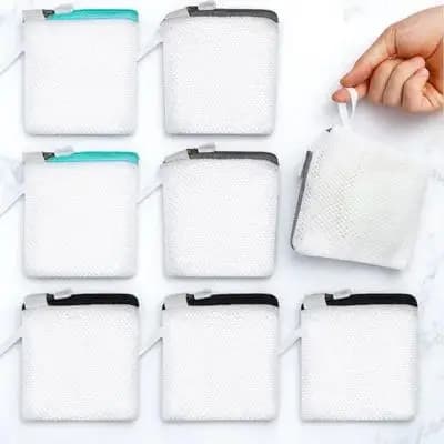 Set di 8 Sacchetti a Rete per Bucato Delicato, Sacchetti in Poliestere con Cerniera Antiruggine per Reggiseni, Biancheria Intima, Vestiti, Organizer da Viaggio