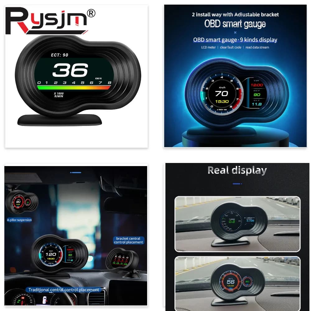 OBD2 Car HUD F9 OBD Head Up Display Auto Smart Car On-board Computer Gauge Digital Speedometer Temperature Engine RPM Alarm