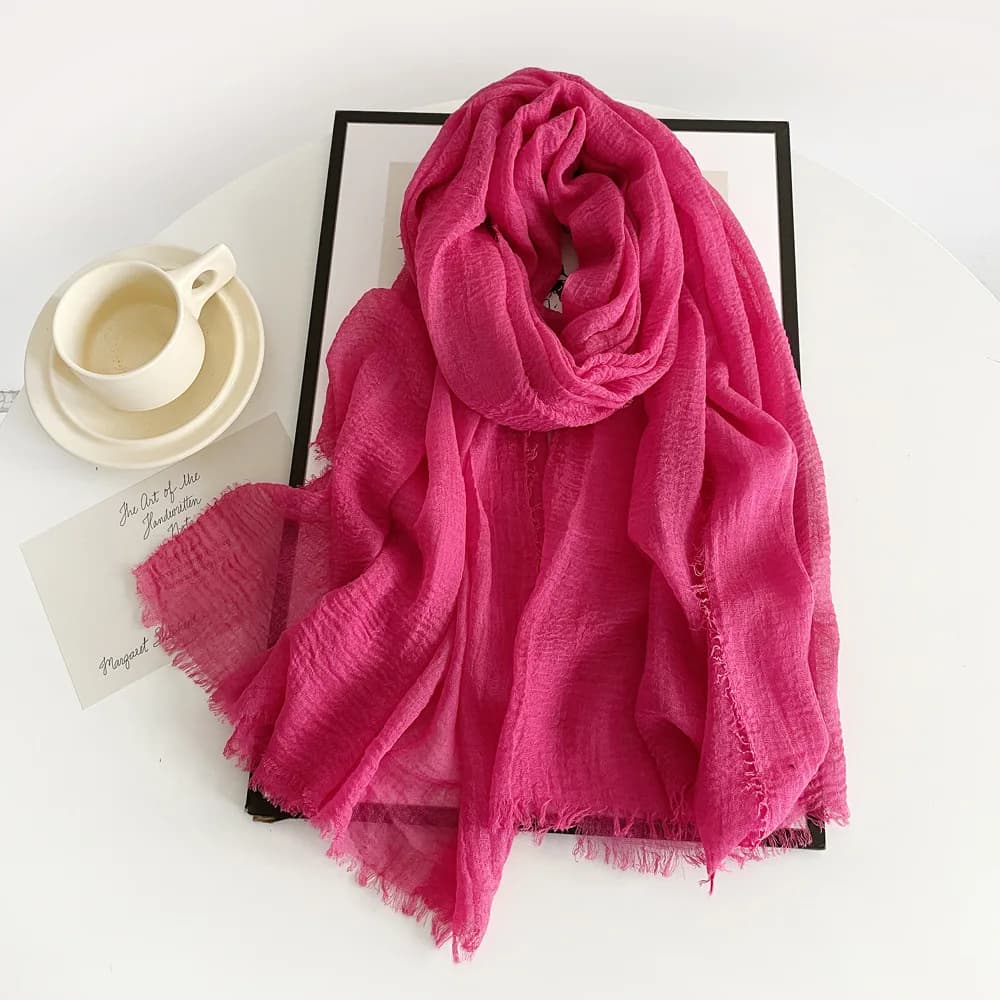Muslim Women Cotton Linen Solid Plain Long Scarf Shawl Hijab Headscarf Head Wraps Daily Casual