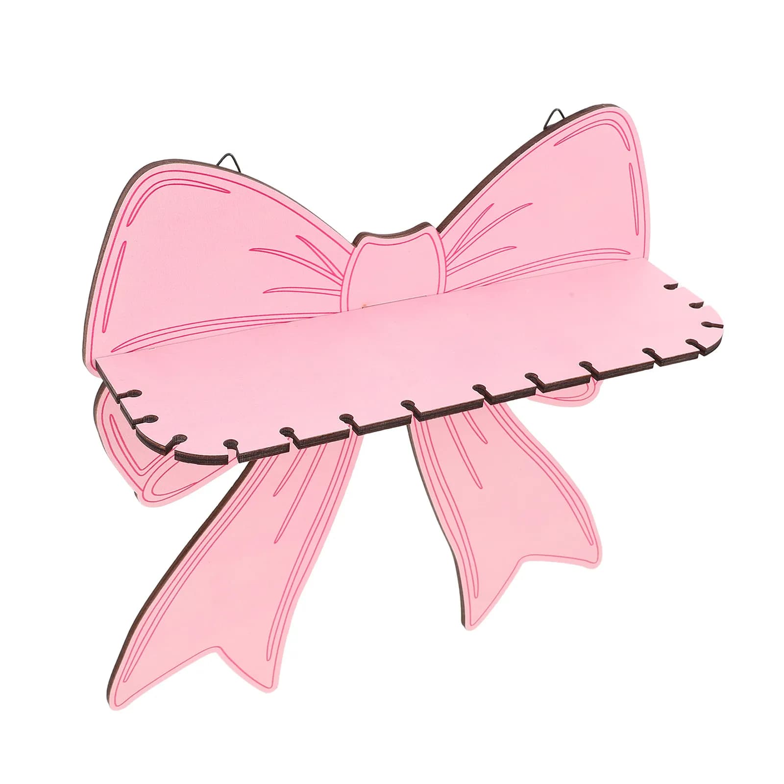 Pink Bow Wooden Floating Shelf Cute Wall Display Rack Nursery Storage Organizer Book Plant Display Bedroom Decor
