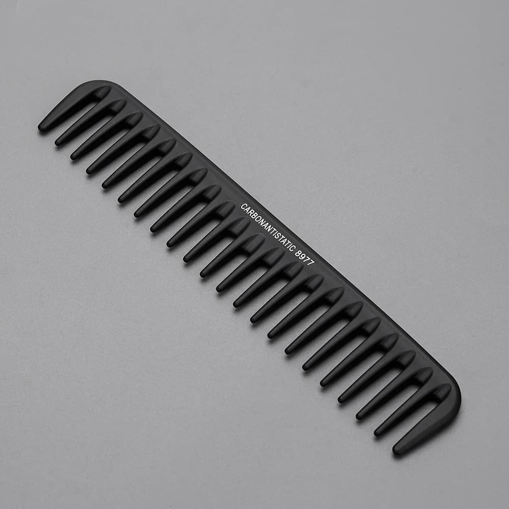 Pettine Nero a Denti Larghi per Taglio Capelli, Spazzola Professionale per Barbiere e Parrucchiere, Pettine in Carbonio per Tagliacapelli