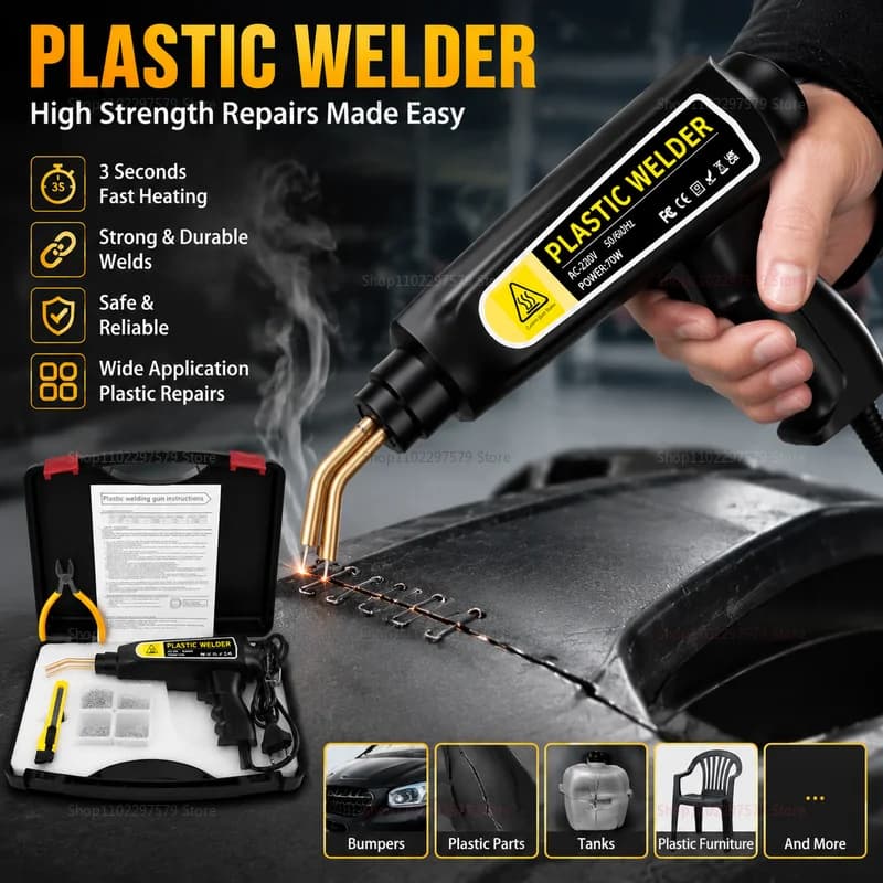Plastic Welding Gun Car Bumper Repair Kit Heat Laminator Multi Function Automotive Bodywork Fix Maintenance Tool