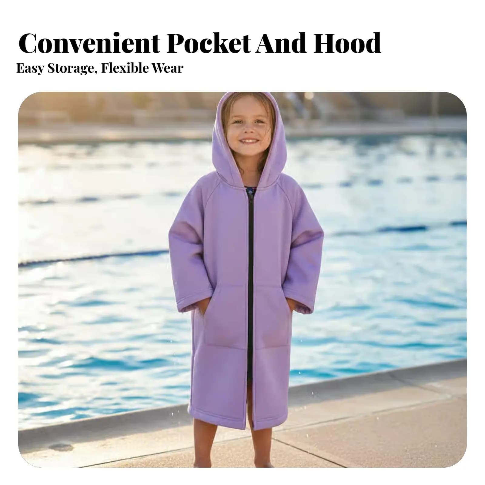 Asciugamano per Bambini ad Asciugatura Rapida, Poncho con Cappuccio Caldo e Resistente all'Acqua per Piscina, Spiaggia, Bagno