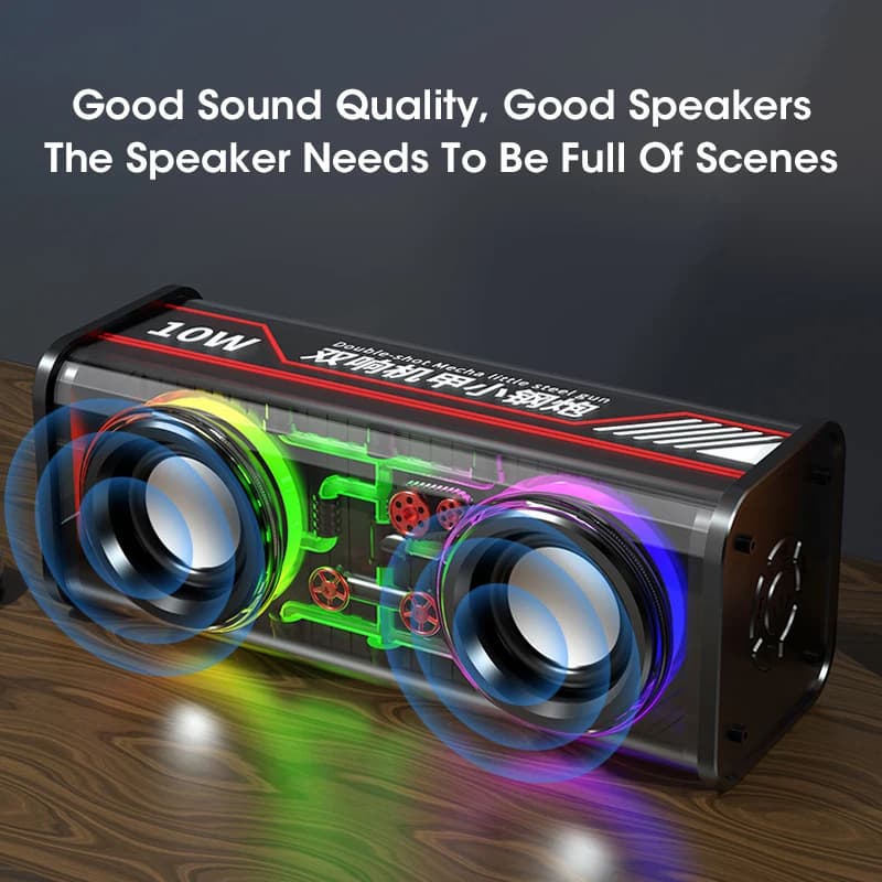 V8 TWS Bluetooth 5.0 Portable Dual Tone Transparent Speaker RGB Light Wireless Subwoofer for Sports Audio