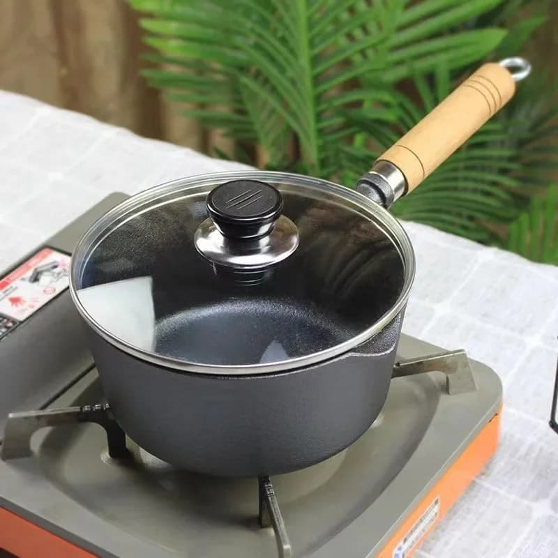 Non-Coated Iron Frying Pan for Baby's Supplementary Food Iron Fortified Stew Pot Stick Resistant Small Iron Pot for Cooking