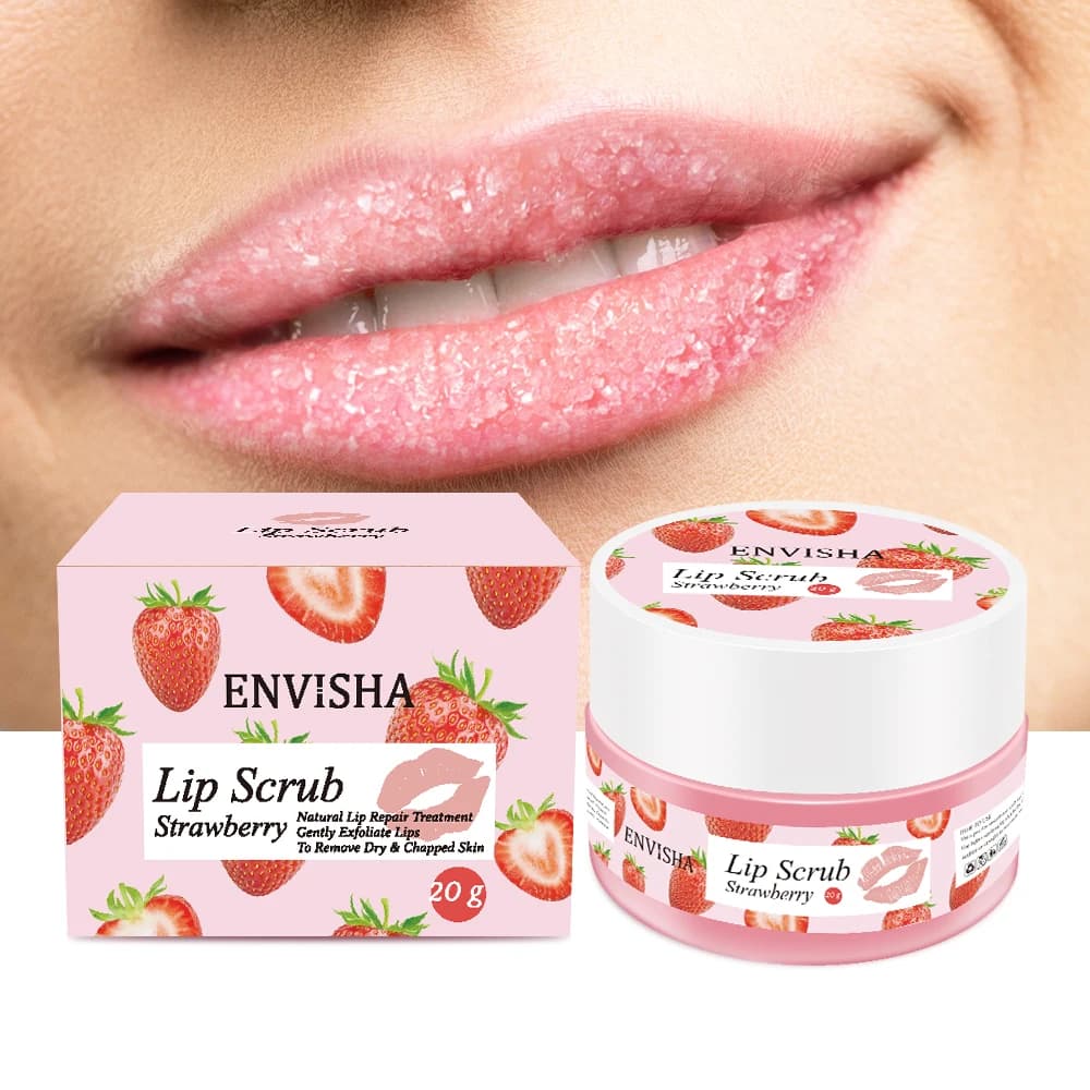 ENVISHA Strawberry Lip Care Scrub Balm for Lips Sugar Cream Moisturizing Nutrient Repair Cleft Lines Smooth Skin Care