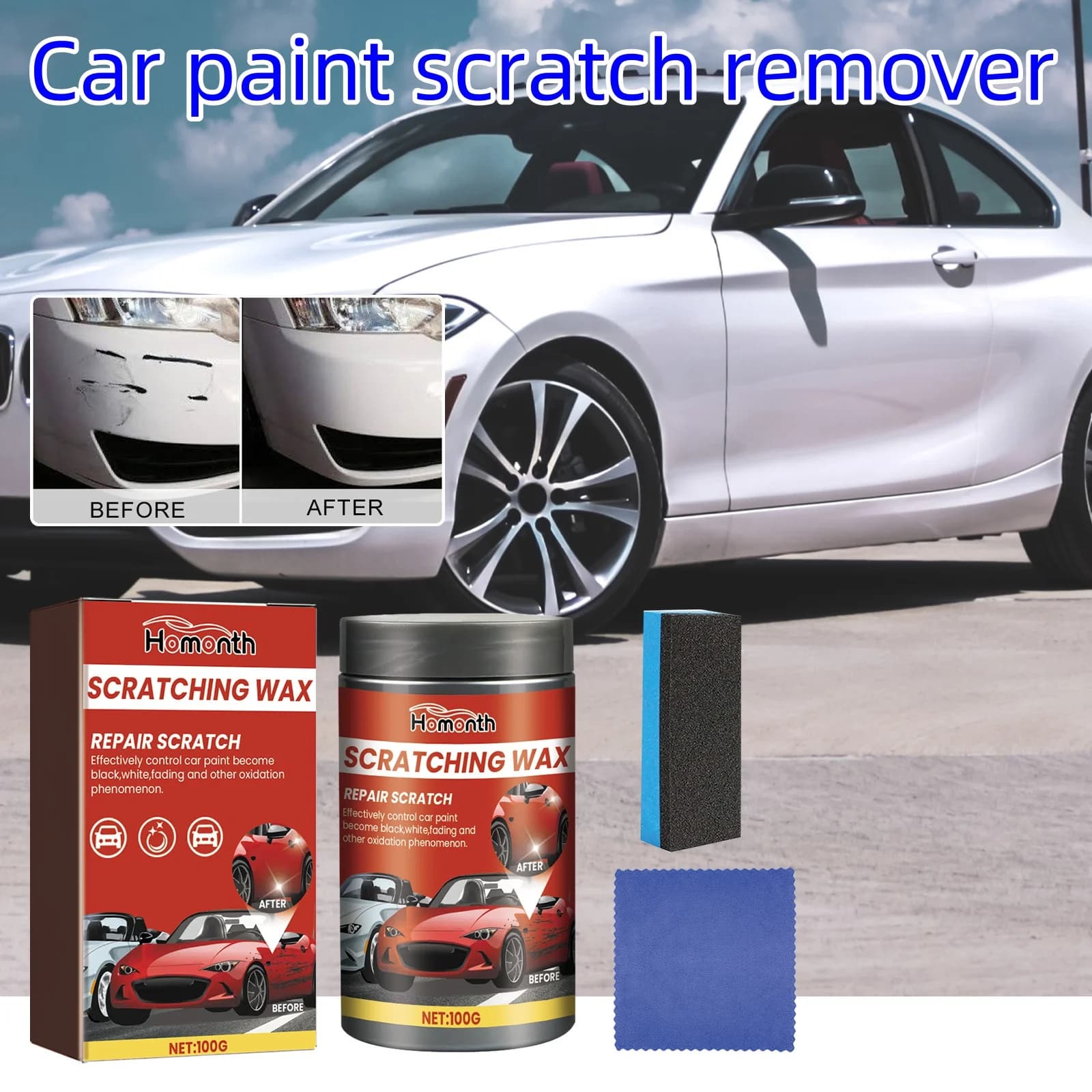 Homonth Car Scratch Remover Car Interior Detailing Cleaner Wax Auto Paint Scratch Repair forniture per la pulizia per SUV Vehicle