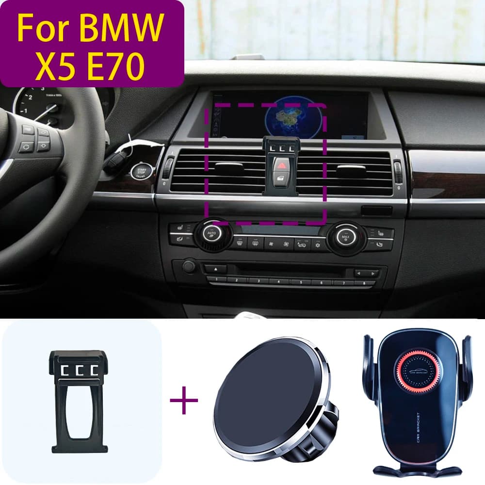 Per BMW X5 E70 2008 2009 2020-2013 Supporto magnetico per telefono per auto Supporto magnetico Supporto per telefono di ricarica wireless Base per staffa personalizzata