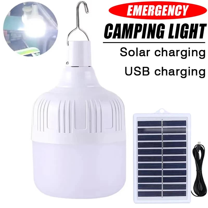 1PC USB External Rechargeable LED Lamp Bulbs 80W-500W Emergency Light Hook Camping Tent Fishing Portable Solar Refill Lantern