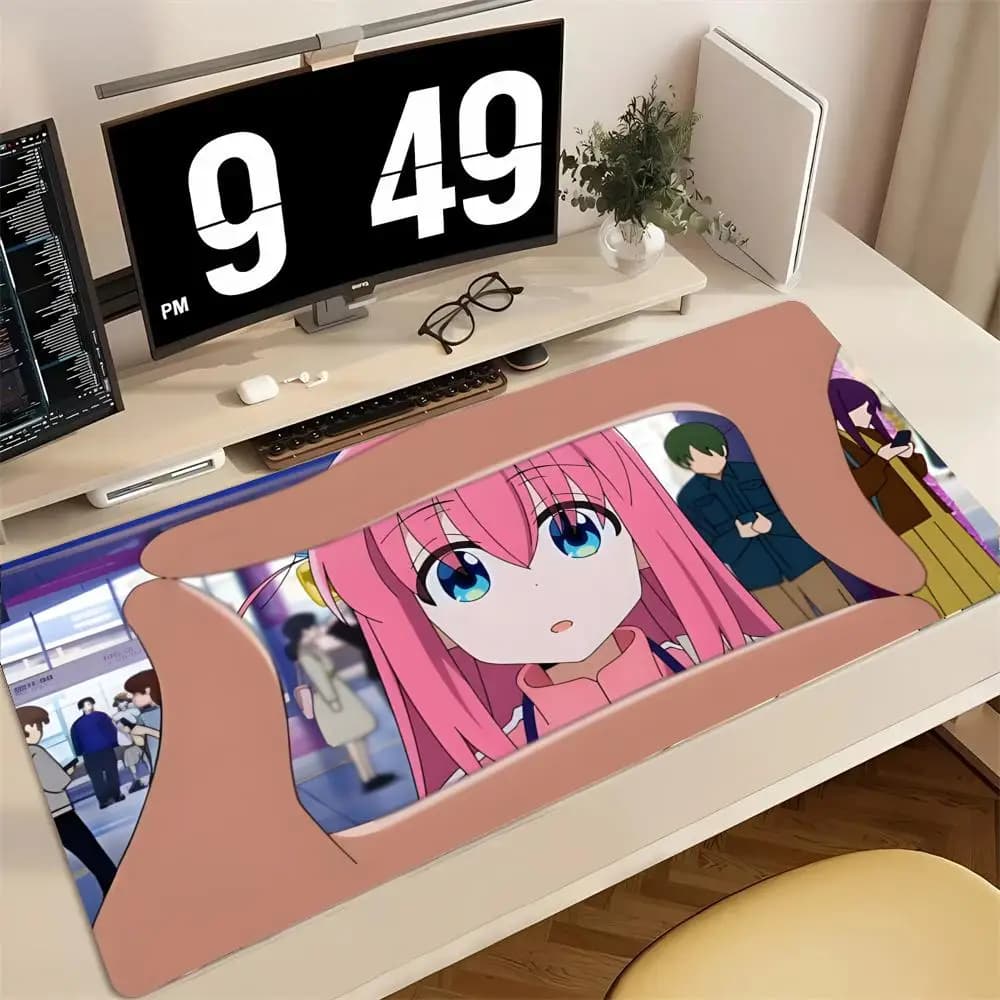 Commedia anime slice of life Bocchi the Rock! Tappetino per mouse grande da gaming con bordi rinforzati, spesso, per tastiera e scrivania
