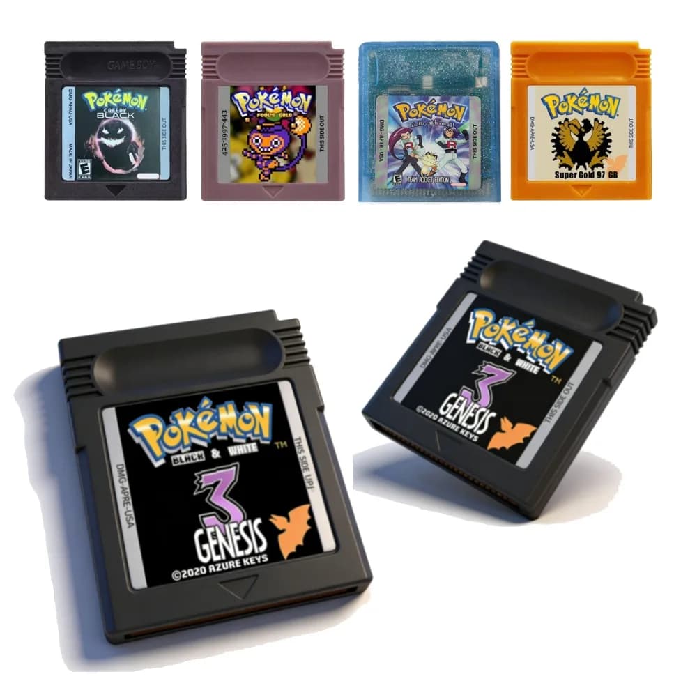 Cartuccia di Gioco Pokémon Nero e Bianco 3 Genesis Creepy Black Fool Gold GBC, Scheda di Gioco 16 Bit per Console GB/SP