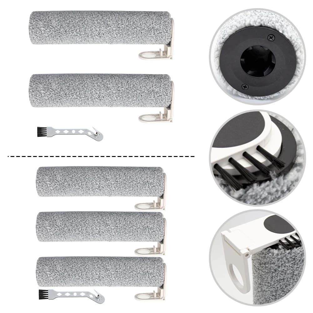 1PC Main Brush Soft Roller Brush Replacement Pack With Lint Removal Cleaning Brush For Mamibot For Flomo I Plus For Atvel F16