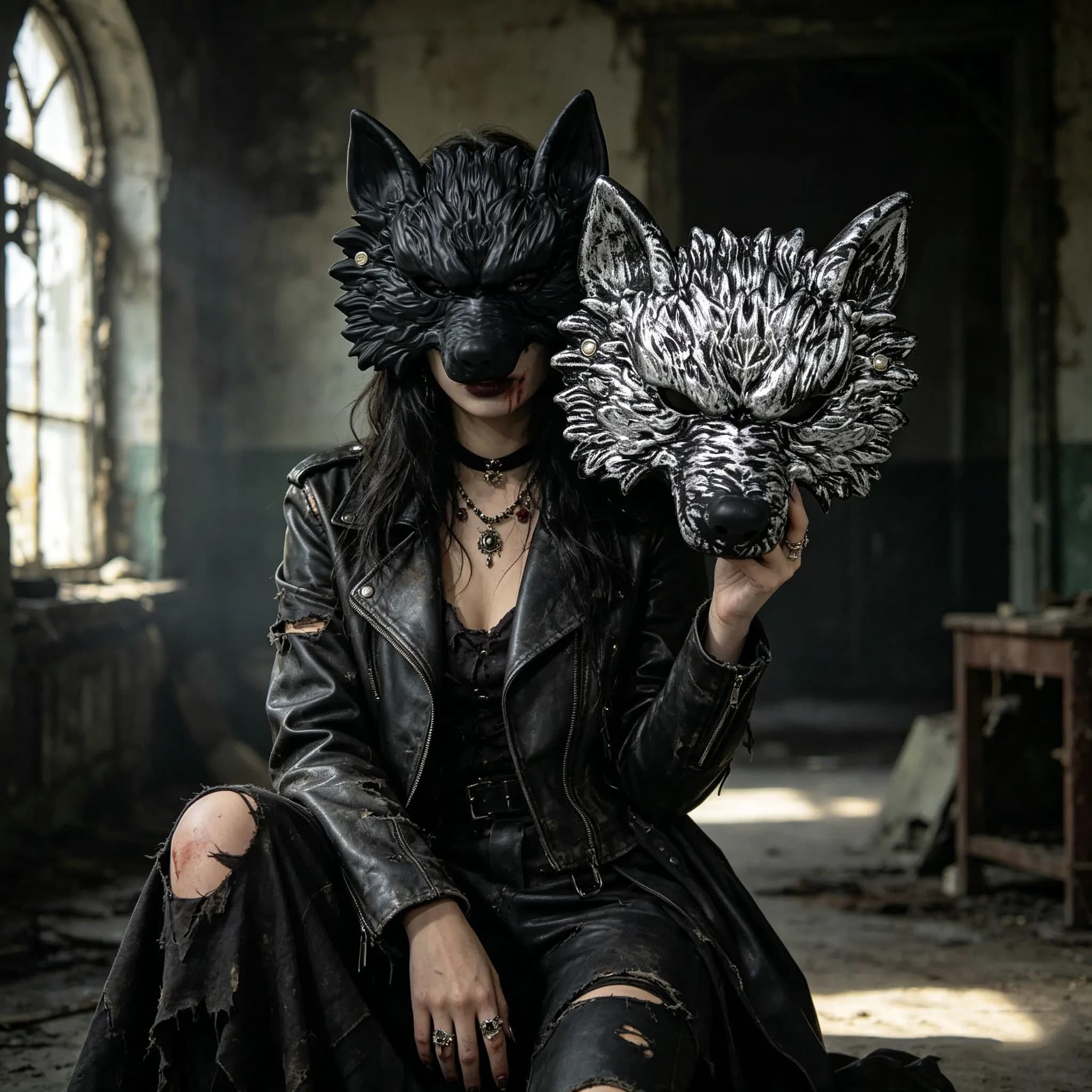 Realistic Werewolf Half Face Mask Gothic Horror Texture Adult Halloween Masquerade Carnival Cosplay Party Dress‑Up Prop