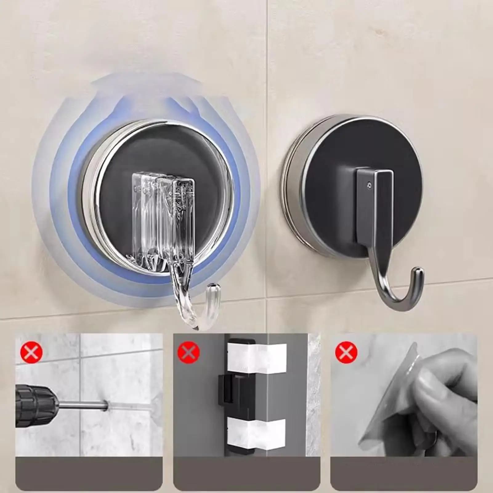 Ganci a ventosa per bagno, senza foratura, ganci a ventosa regolabili, impermeabili, per ghirlande per porte, camera da letto, soggiorno