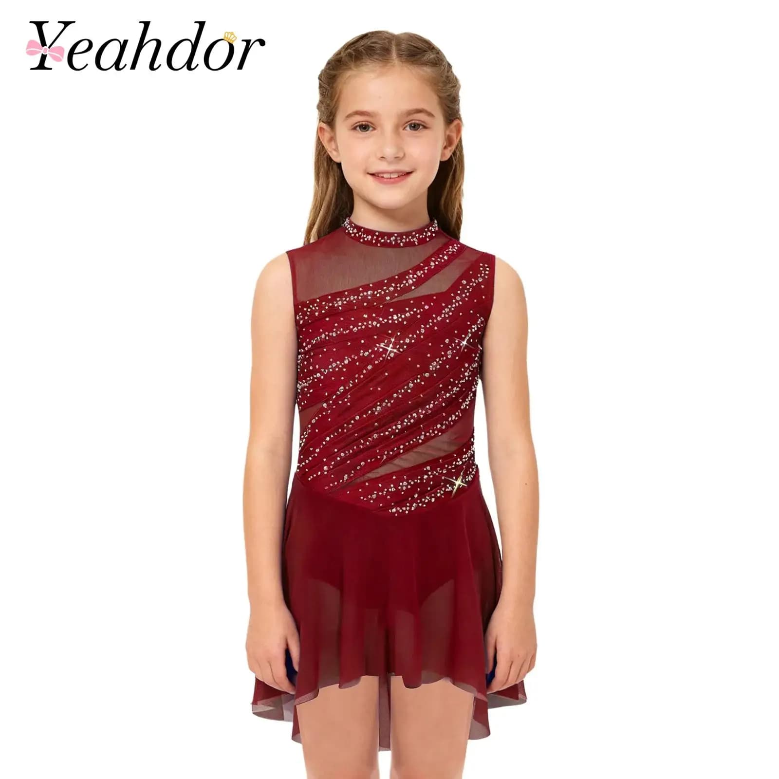 Vestito da ballo per bambine, body da balletto, pattinaggio artistico, ginnastica ritmica, costume da danza lirica, abiti per performance