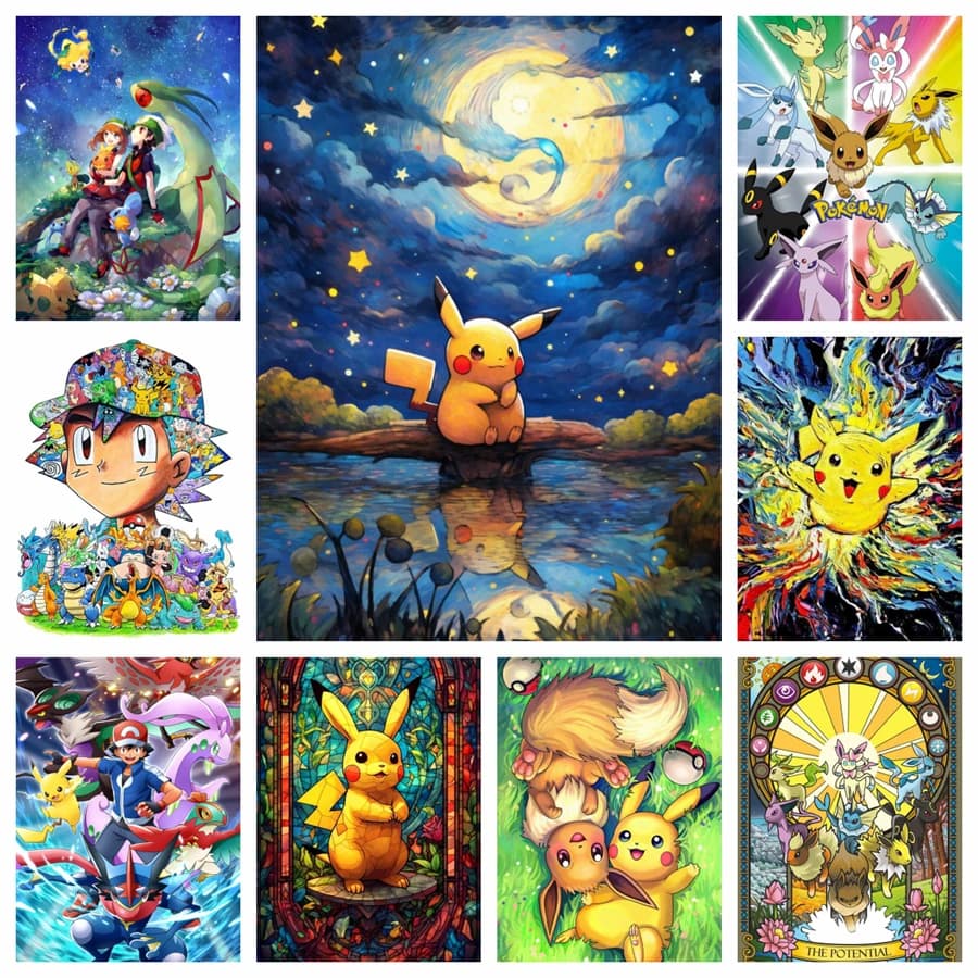 Pokemon Pikachu 5D DIY Diamond Painting Cross Stitch Cute Cartoon Art Mosaic Round Embroidery Home Decor Kids Gift