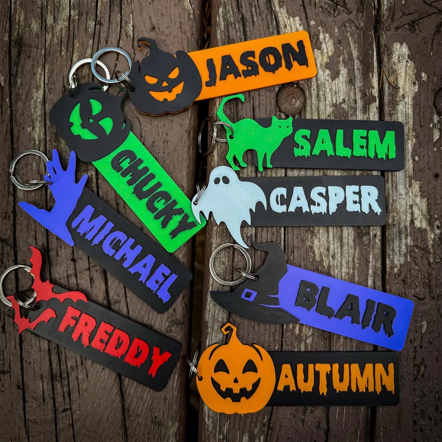Custom Halloween Nameplate Keychain Personalized Costumes Gift On Backpack Customized Halloween Bag Tag for Boyfriend Girlfriend