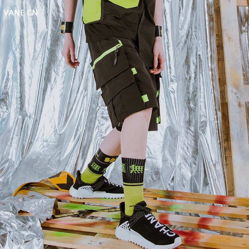 Pantaloncini a Cinque Quarti con Zip e Tasche Magic Patch, Abbigliamento Sportivo per Street Dance, Tendenza Moda, Stile Casual Giovanile ed Energetico