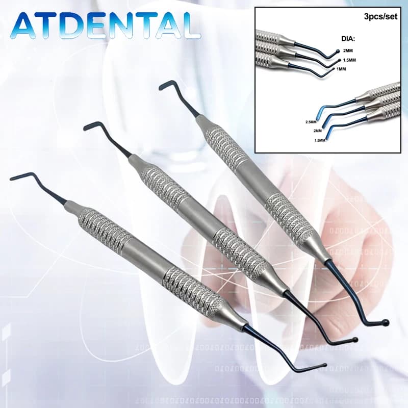 Set di 3 Spatole per Resina Composita Dentale, Leggere con Rivestimento Antiaderente, Kit per Riparazione e Riempimento Denti per Dentisti