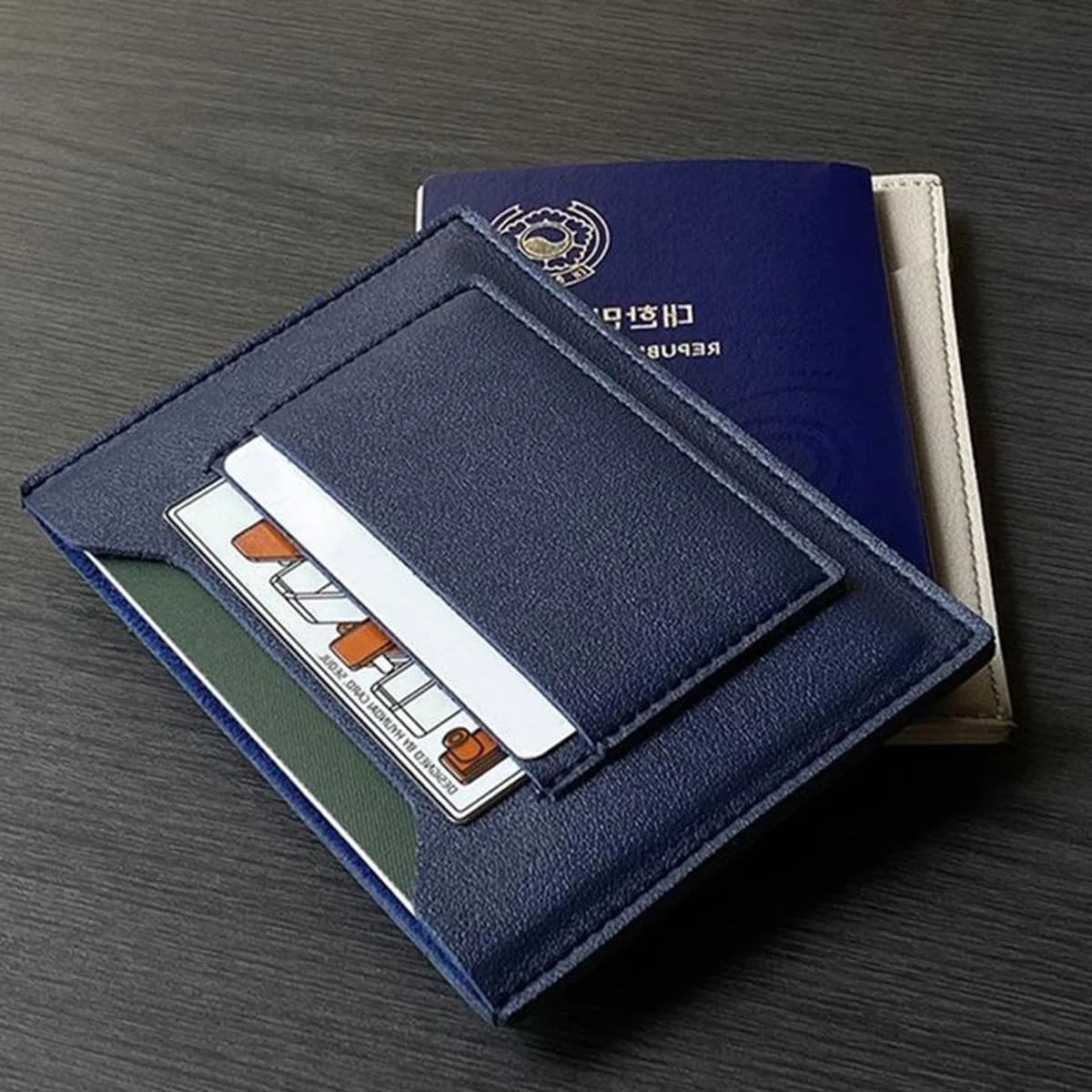 Porta passaporto in pelle PU Borsa portaoggetti portatile simplistica per documenti da viaggio per viaggi internazionali
