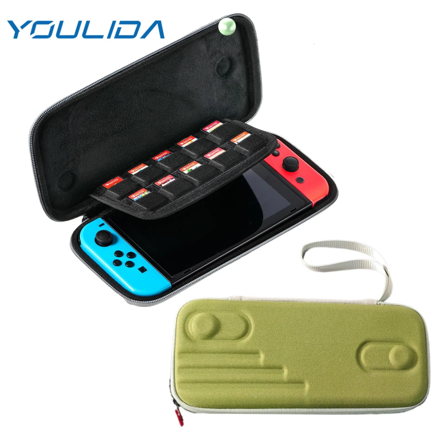 Per Nintendo Switch Custodia da trasporto con 10 slot per cartucce di gioco Custodia da viaggio Scatola protettiva in nylon per console di gioco NS OLED/Lite