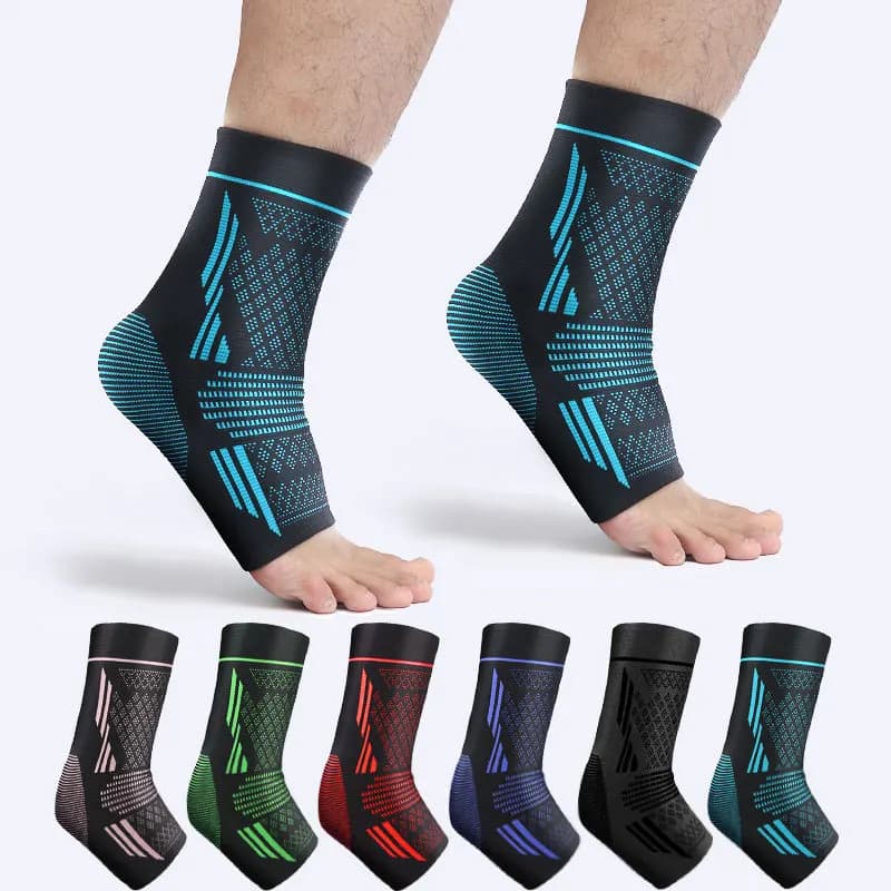 Protezione per Caviglia Sportiva 2 Pezzi, Anti-distorsione, in Nylon Elasticizzato Traspirante e Pressurizzato