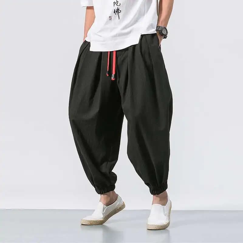 Pantaloni Casual da Uomo in Cotone e Lino, Modello Harlan, Taglie Grandi, Comodi, Lunghi, Stile Giovanile, Gamba Dritta