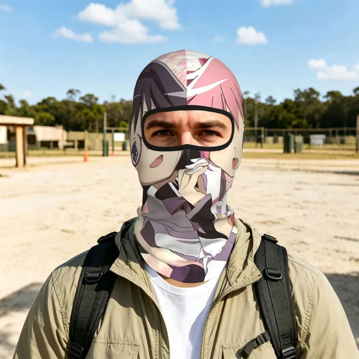Madoka Kaname Anime Breathable Thin Balaclava Full Face Mask Sun Protection Neck Gaiter For Motorcycle Cycling Fishing Outdoor