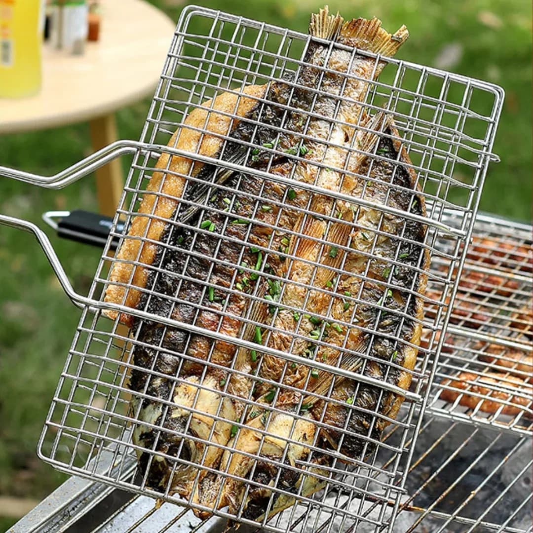 Clip per rete per barbecue, durevole, sicura e non tossica, clip per rete per barbecue per verdure e carne con manico staccabile