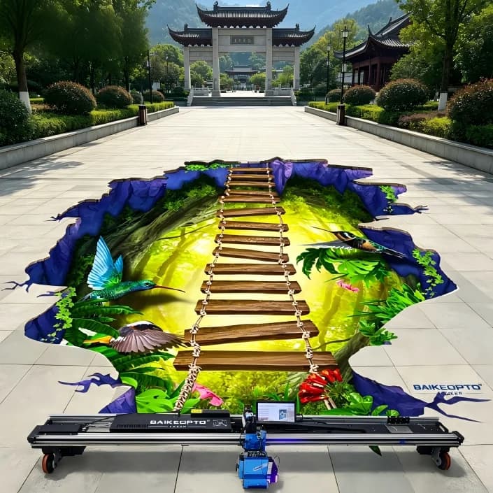 Fully Automatic AI 3D Wall Floor Printer 2-in-1 UV Mural Printing Machine Custom Pattern Wall Floor Painter Robot For Commercial