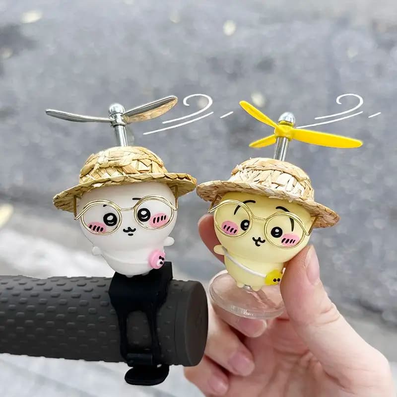 Cute Cartoon Usagi Windmill Helmet Ornament Decor Accessory for Electric Bicycle Bike Road Vehicle Car Interior Display Gift