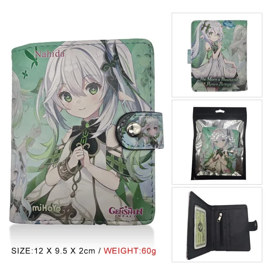 Portafoglio Pieghevole Anime Genshin Impact Nahida Cosplay, Portamonete Cartoon, Accessori Ornamentali, Regalo di Compleanno